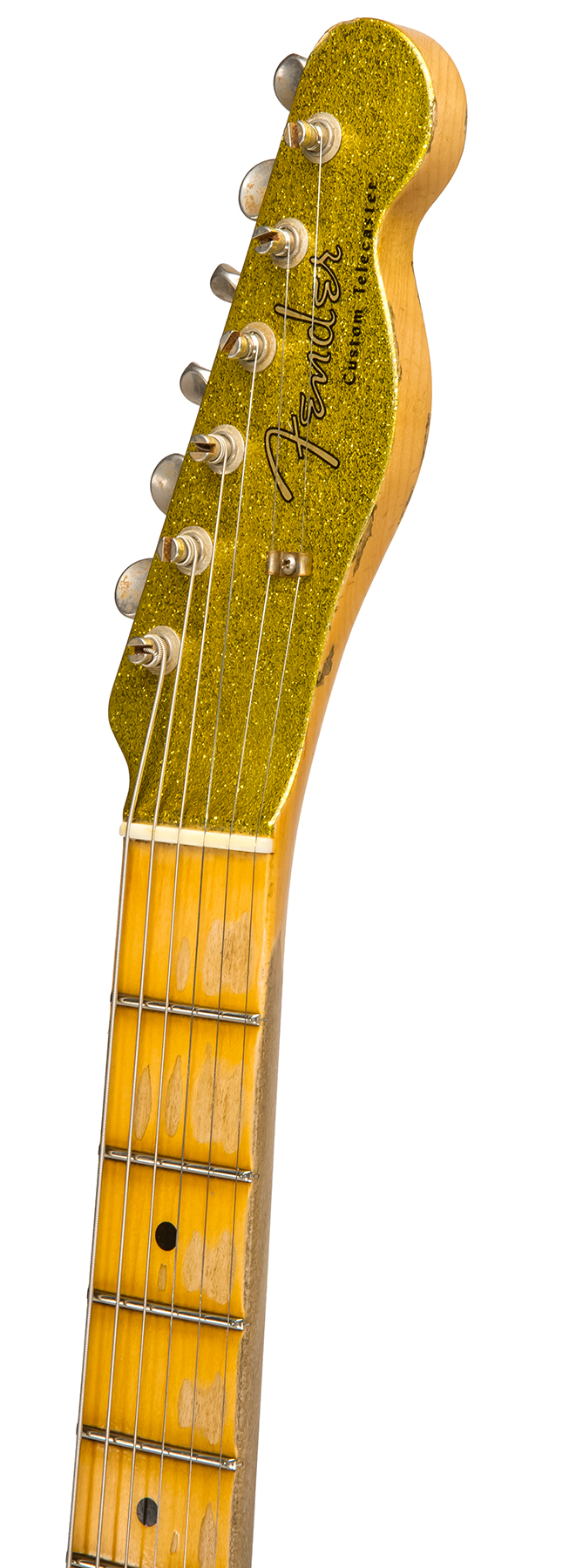 Fender Custom Shop Tele Custom 1963 2020 Ltd Rw #cz545983 - Relic Chartreuse Sparkle - Guitarra eléctrica con forma de tel - Variation 4