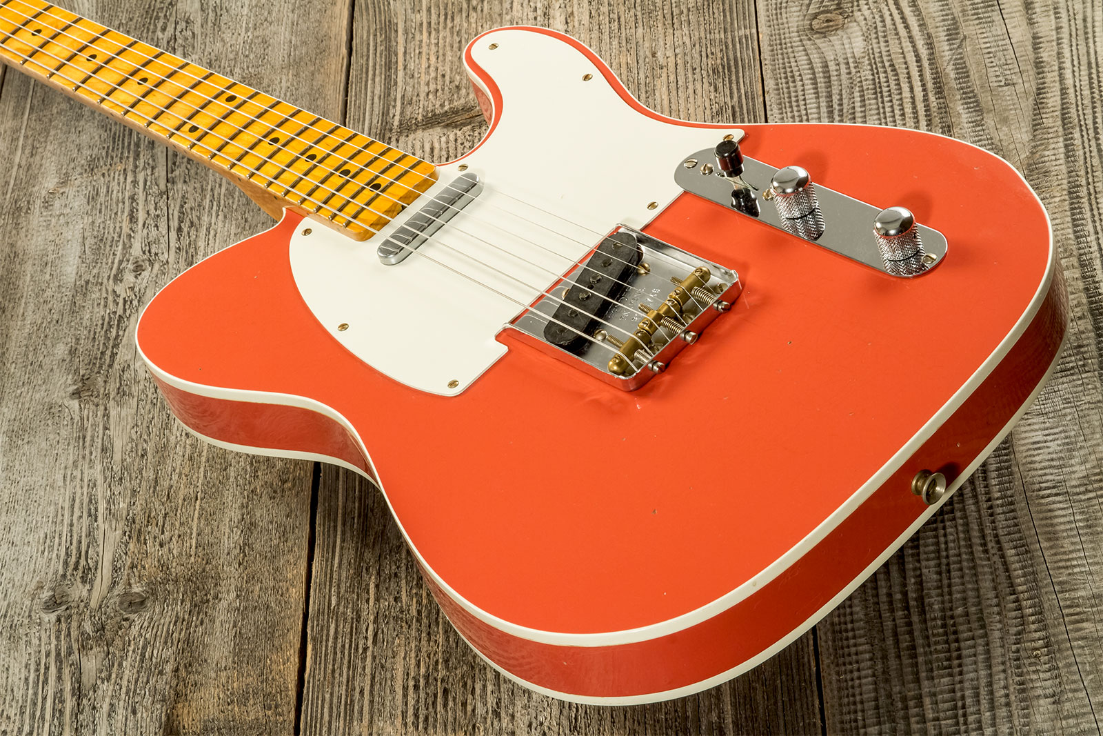 Fender Custom Shop Tele Custom 50s Twisted 2s Ht Mn #r131746 - Journeyman Relic Tahitian Coral - Guitarra eléctrica con forma de tel - Variation 2