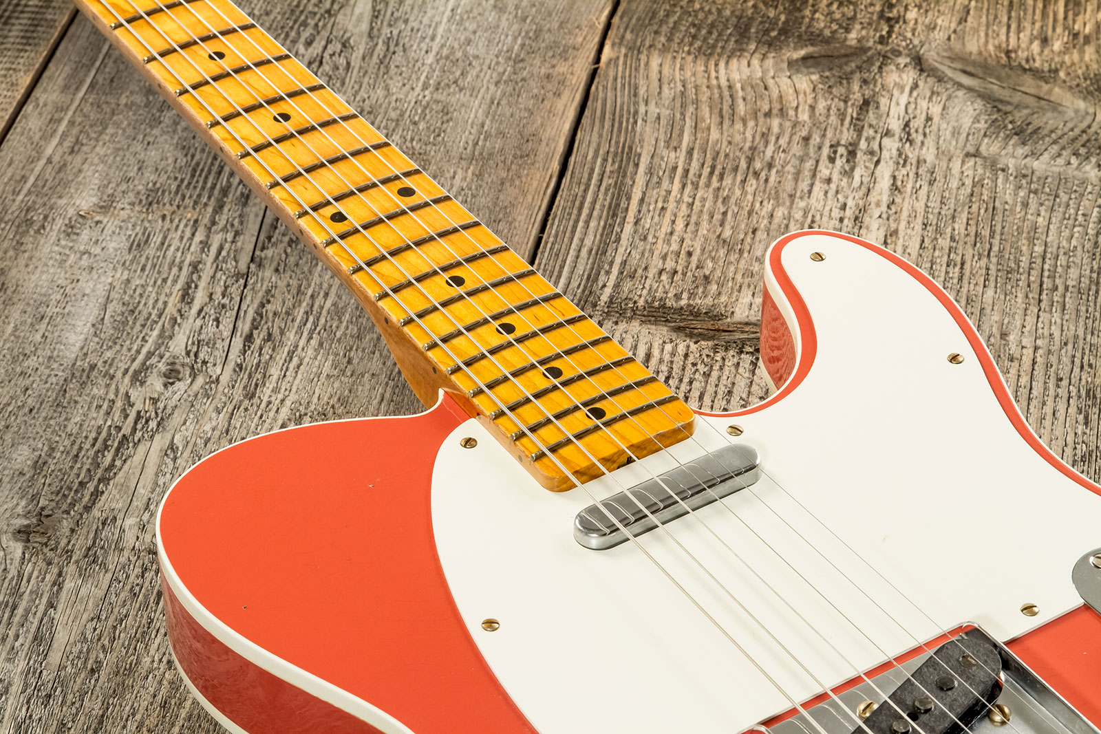 Fender Custom Shop Tele Custom 50s Twisted 2s Ht Mn #r131746 - Journeyman Relic Tahitian Coral - Guitarra eléctrica con forma de tel - Variation 4