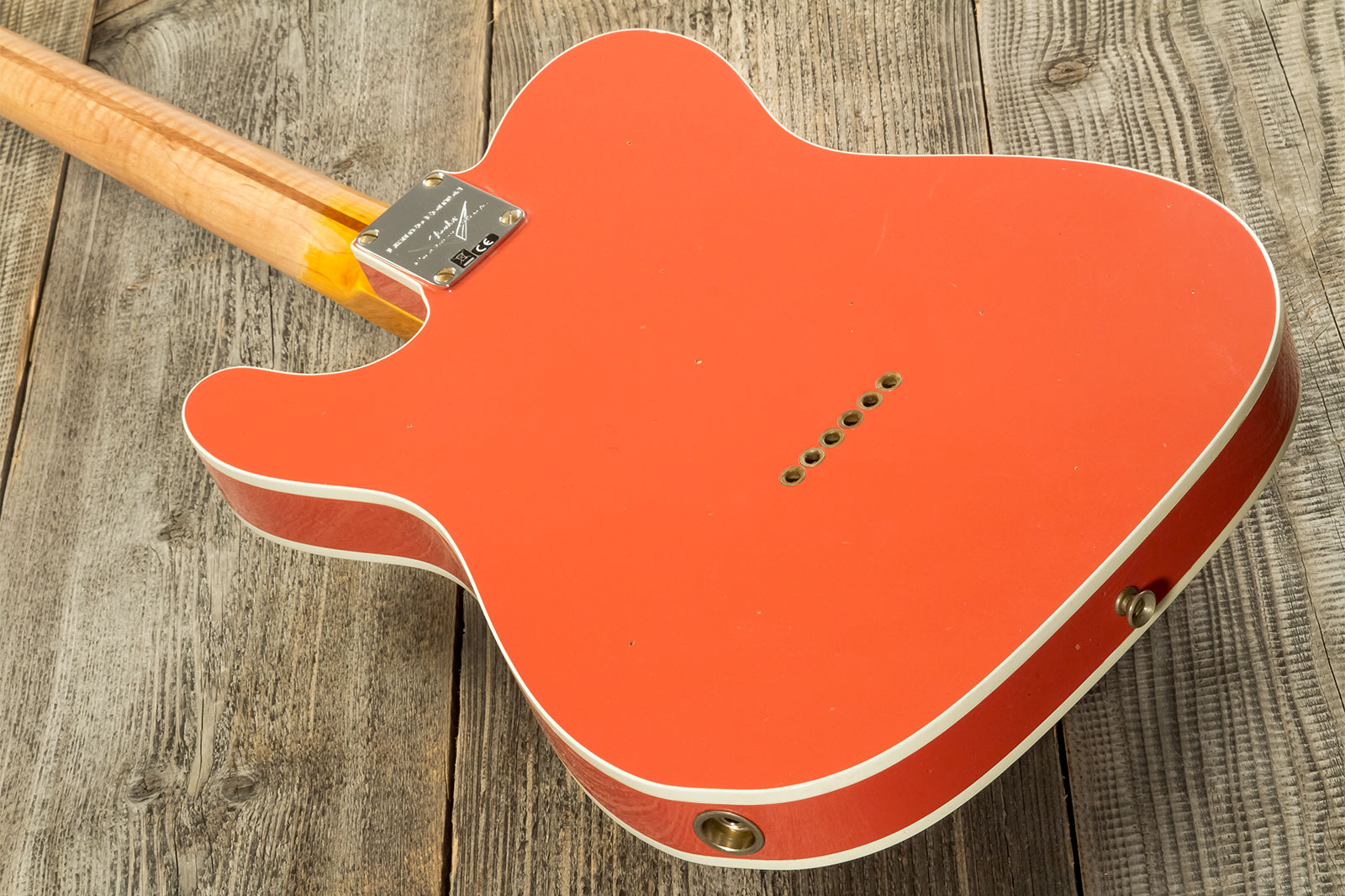 Fender Custom Shop Tele Custom 50s Twisted 2s Ht Mn #r131746 - Journeyman Relic Tahitian Coral - Guitarra eléctrica con forma de tel - Variation 6