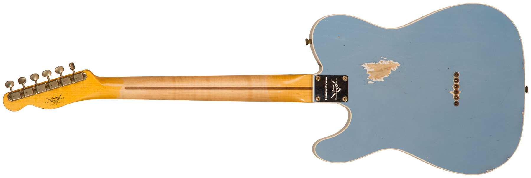 Fender Custom Shop Tele Custom Tomatillo 2s Ht Mn #r110879 - Relic Lake Placid Blue - Guitarra eléctrica con forma de tel - Variation 1