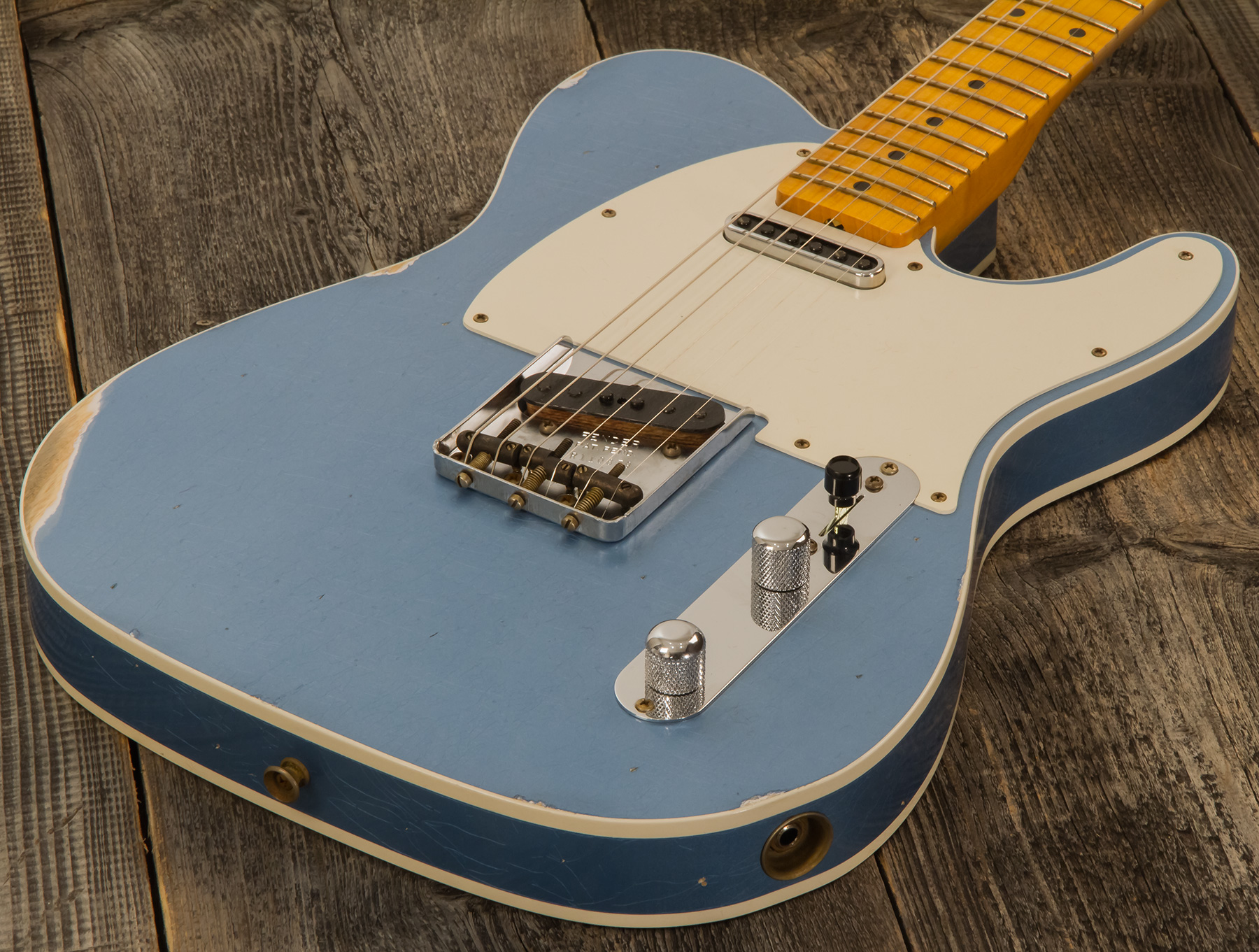 Fender Custom Shop Tele Custom Tomatillo 2s Ht Mn #r110879 - Relic Lake Placid Blue - Guitarra eléctrica con forma de tel - Variation 3