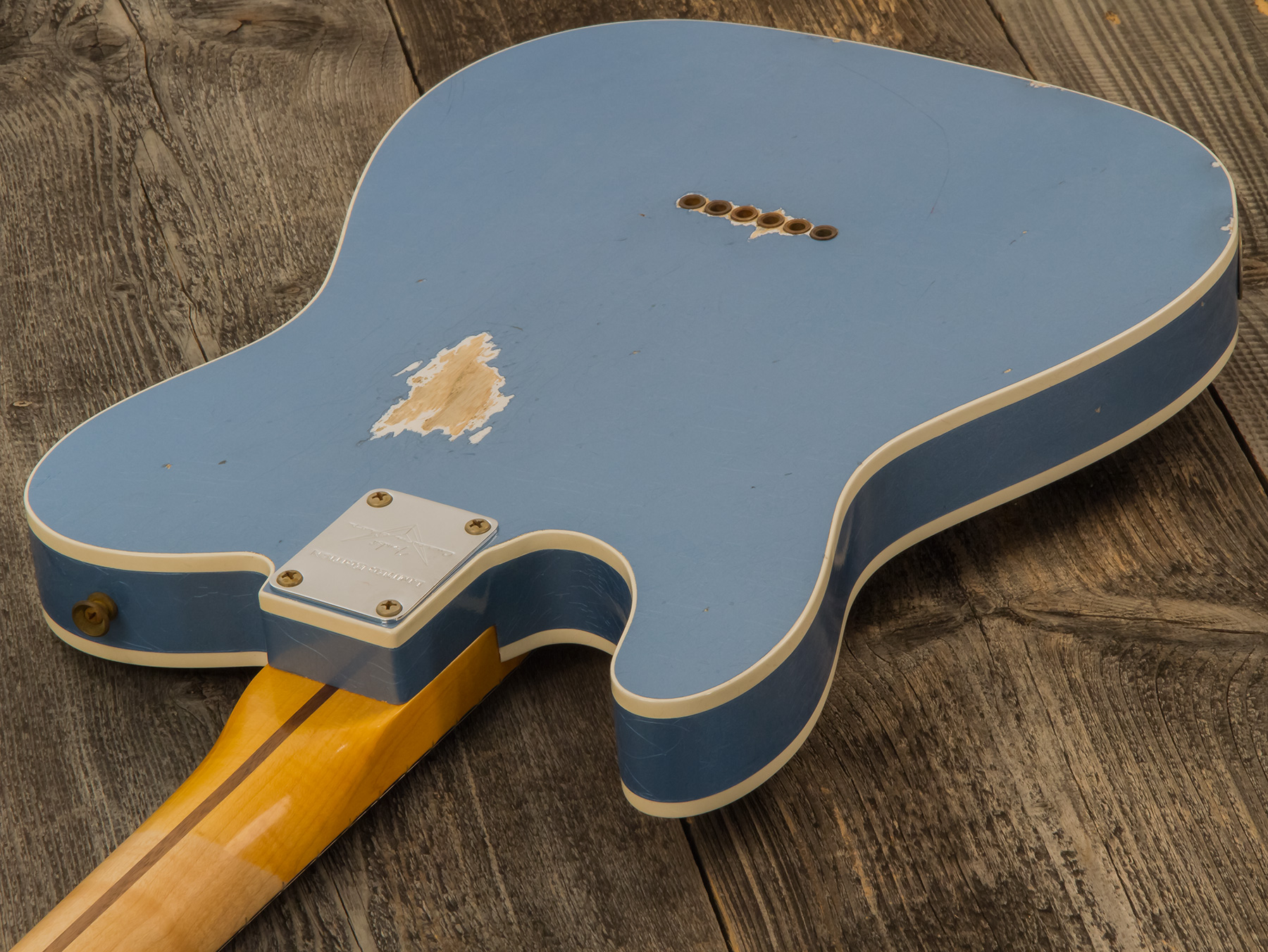 Fender Custom Shop Tele Custom Tomatillo 2s Ht Mn #r110879 - Relic Lake Placid Blue - Guitarra eléctrica con forma de tel - Variation 4