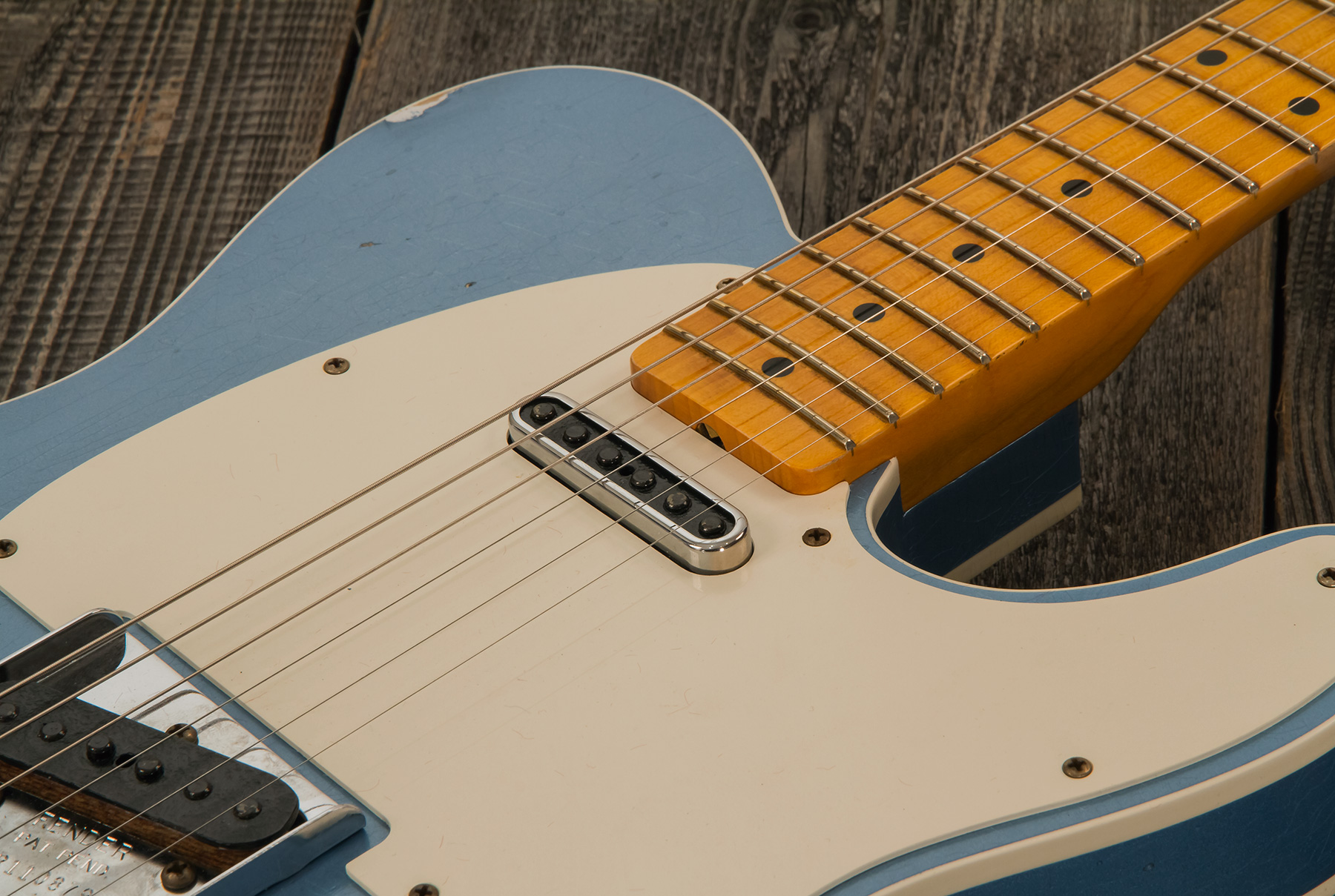 Fender Custom Shop Tele Custom Tomatillo 2s Ht Mn #r110879 - Relic Lake Placid Blue - Guitarra eléctrica con forma de tel - Variation 6