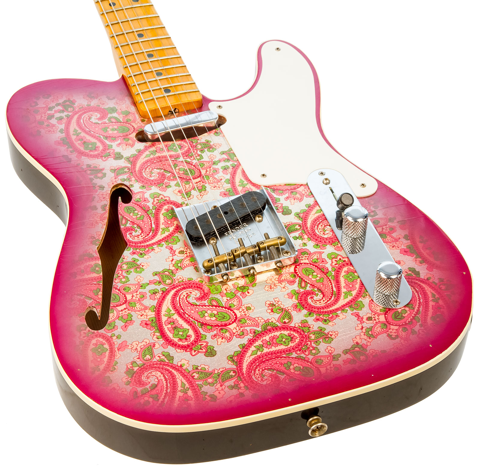 Fender Custom Shop Double Esquire/tele Custom 2s Ht Mn #r97434 - Journeyman Relic Aged Pink Paisley - Guitarra eléctrica semi caja - Variation 2
