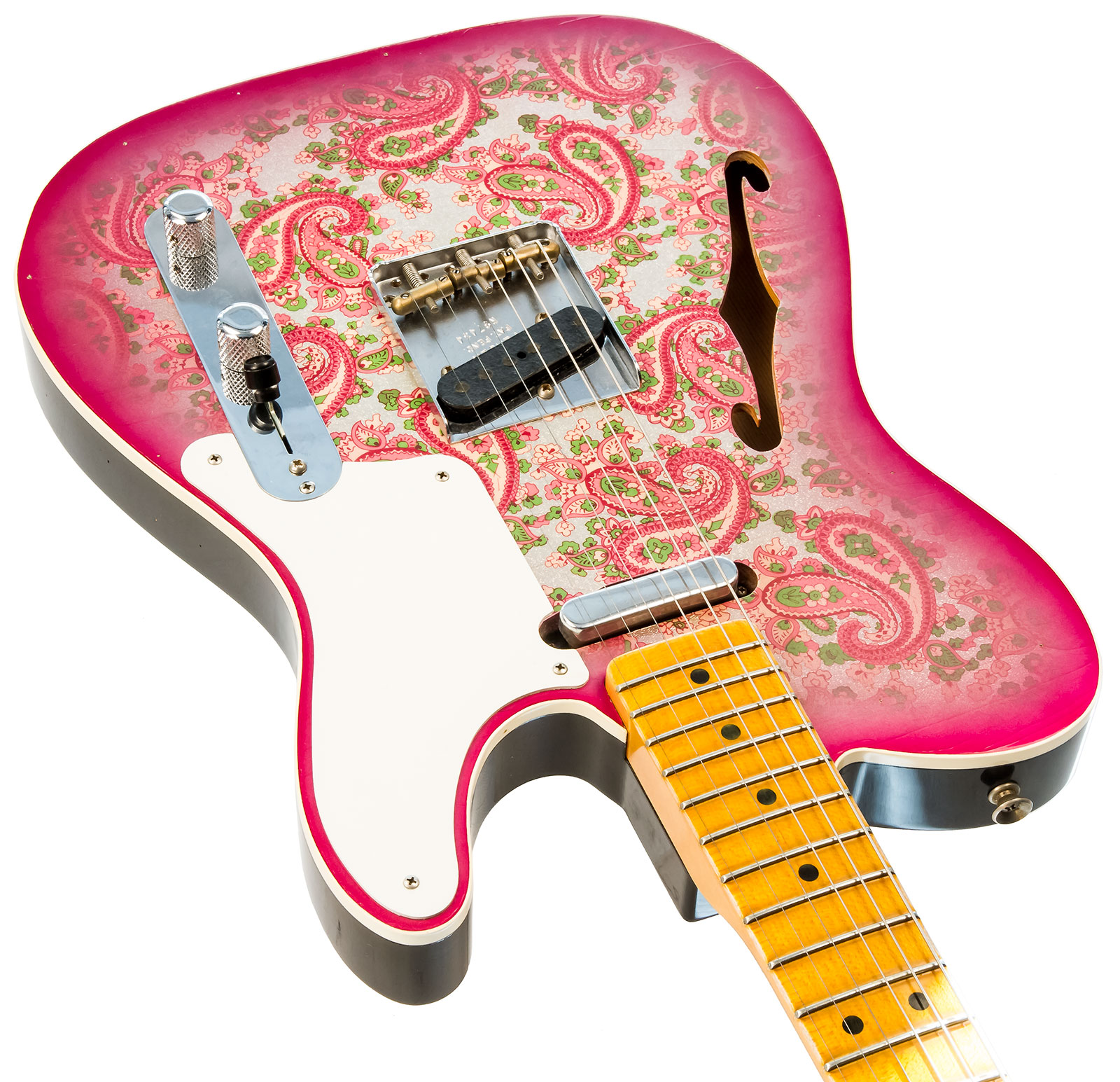 Fender Custom Shop Double Esquire/tele Custom 2s Ht Mn #r97434 - Journeyman Relic Aged Pink Paisley - Guitarra eléctrica semi caja - Variation 3