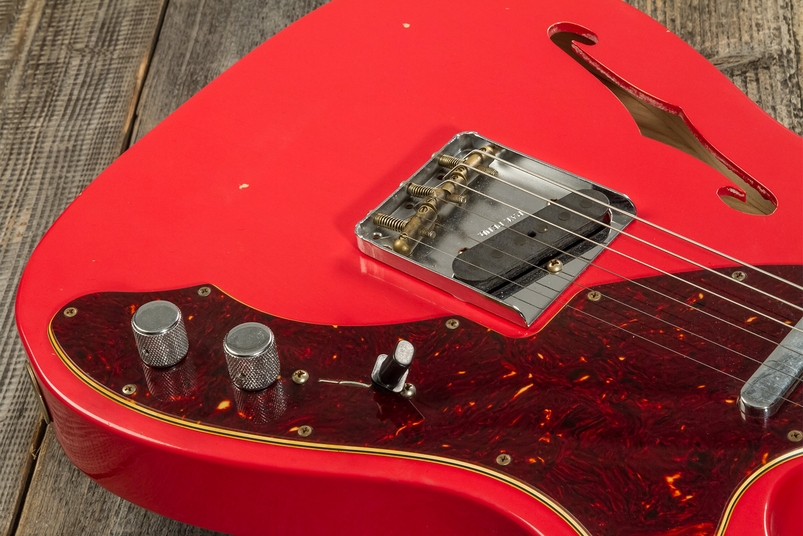 Fender Custom Shop Tele Thinline '60s Ltd 2s Ht Rw #cz544990 - Journeyman Relic Fiesta Red - Guitarra eléctrica semi caja - Variation 9