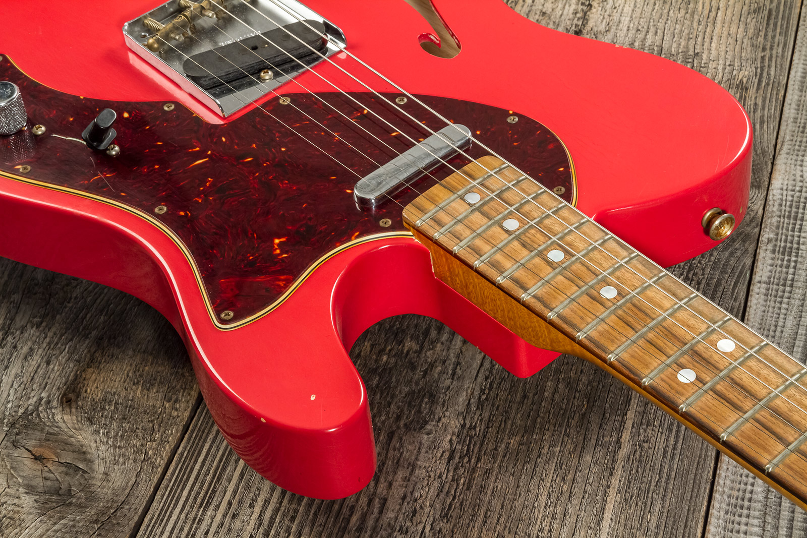 Fender Custom Shop Tele Thinline '60s Ltd 2s Ht Rw #cz544990 - Journeyman Relic Fiesta Red - Guitarra eléctrica semi caja - Variation 8