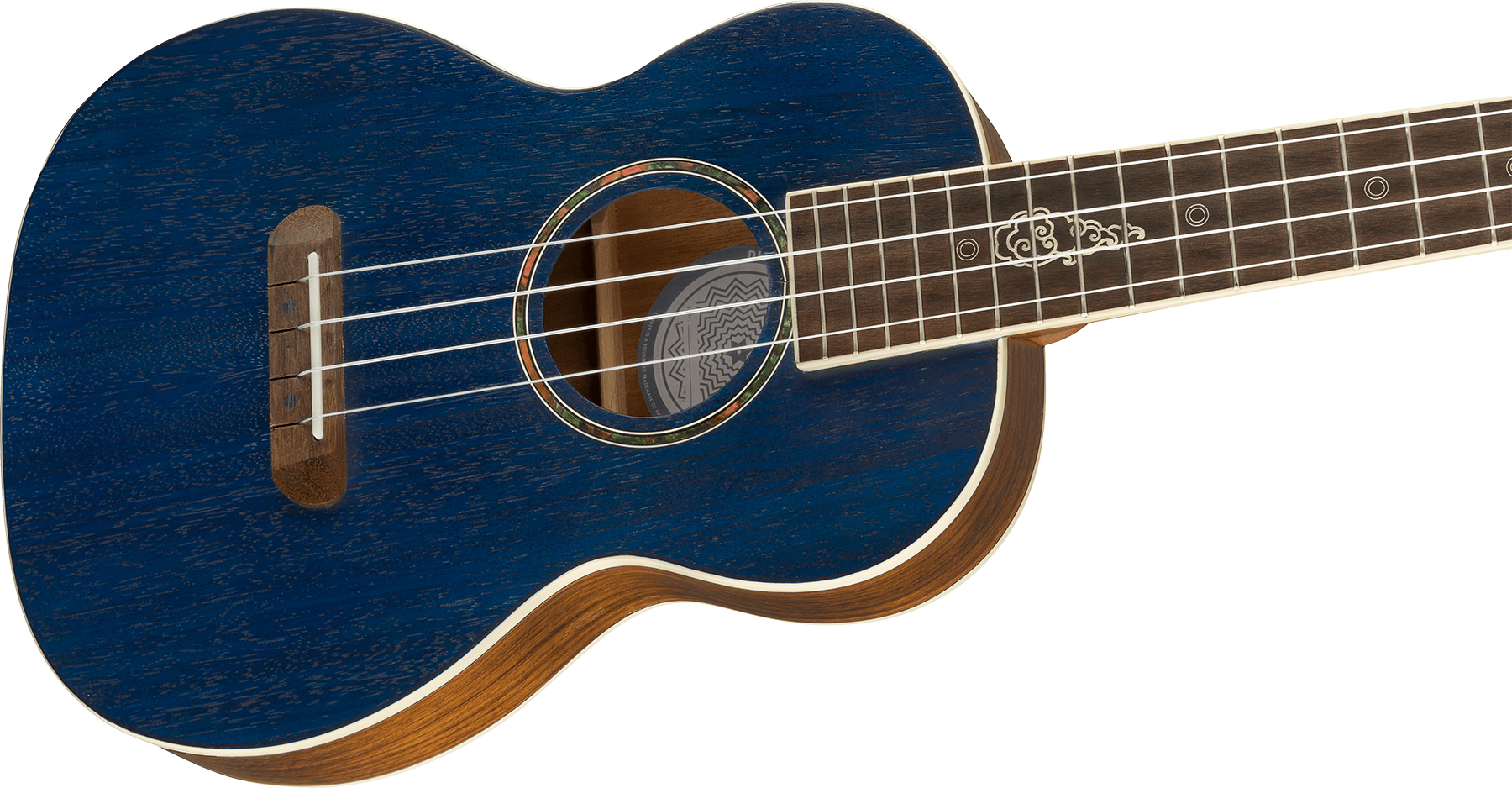 Fender Dhani Harrison Uke Signature Tenor Tout Ovangkol Noy +housse - Sapphire Blue - Ukulele - Variation 2