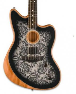 Guitarra acústica & electro Fender American Acoustasonic Jazzmaster FSR Ltd - Black paisley