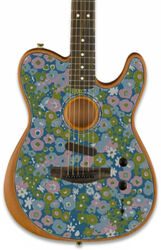 Guitarra folk Fender American Acoustasonic Telecaster FSR Ltd (USA) - Blue flower
