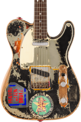 Guitarra eléctrica de autor Fender Custom Shop Joe Strummer Telecaster Masterbuilt Paul Waller Ltd - Super heavy relic black o. 3-color sunburst