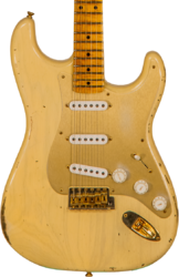 Guitarra eléctrica con forma de str. Fender '55 Bone Tone Strat Ltd #CZ554628 - Relic honey blonde w/ gold hardware
