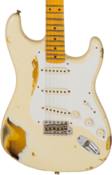 Guitarra eléctrica con forma de tel Fender Custom Shop 1956 Stratocaster #CZ550419 - Heavy relic vintage white over sunburst