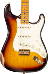 Guitarra eléctrica con forma de str. Fender Custom Shop 1956 Stratocaster Hardtail Gold Hardware #CZ565119 - Relic faded 2-color sunburst