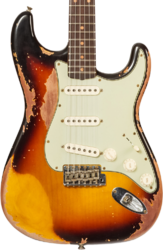 Guitarra eléctrica con forma de str. Fender Custom Shop 1959 Stratocaster #CZ583182 - Super heavy relic chocolate 3-color sunburst