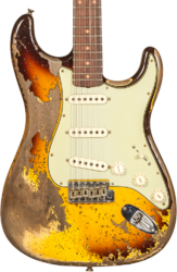 Guitarra eléctrica con forma de str. Fender Custom Shop 1959 Stratocaster #CZ569850 - Super heavy relic aged chocolate 3-color sunburst