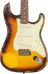 Guitarra eléctrica con forma de str. Fender Custom Shop 1959 Stratocaster #CZ571958 - Super heavy relic aged chocolate 3-color sunburst