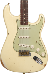 Guitarra eléctrica con forma de str. Fender Custom Shop 1959 Stratocaster #R117393 - Relic aged vintage white