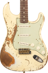 Guitarra eléctrica con forma de str. Fender Custom Shop Dual-Mag II Stratocaster #CZ563967 - Super heavy relic vintage white