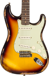 Guitarra eléctrica con forma de str. Fender Custom Shop 1961 Stratocaster #CZ573663 - Heavy relic aged 3-color sunburst