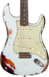 Guitarra eléctrica con forma de str. Fender Custom Shop 1961 Stratocaster #CZ573714 - Heavy relic aged sonic blue o. 3-color sunburst