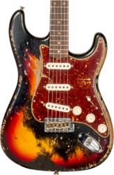 Guitarra eléctrica con forma de str. Fender Custom Shop 1961 Stratocaster #CZ576153 - Super heavy relic black o. 3-color sunburst