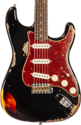 Guitarra eléctrica con forma de str. Fender Custom Shop 1961 Stratocaster #CZ580527 - Super heavy relic black o. 3-color sunburst