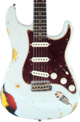 Guitarra eléctrica con forma de str. Fender Custom Shop 1961 Stratocaster - Heavy Relic Sonic Blue o. 3-Color Sunburst
