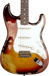 Guitarra eléctrica con forma de str. Fender Custom Shop 1963 Stratocaster #R136169 - Super heavy relic sparkle 3-color sunburst 