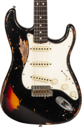 Guitarra eléctrica con forma de str. Fender Custom Shop Stratocaster 1963 Masterbuilt K.McMillin #R127357 - Heavy relic black ov. 3-color sunburst