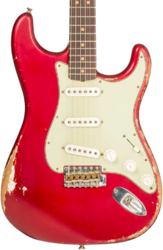 Guitarra eléctrica con forma de str. Fender Custom Shop Stratocaster 1964 Masterbuilt Paul Waller #R129130 - Heavy relic candy apple red
