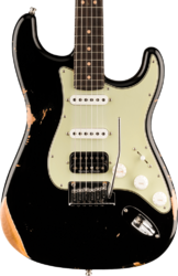 Guitarra eléctrica con forma de str. Fender Custom Shop Custom Deluxe HB S-1 Stratocaster - Relic Black