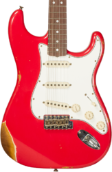 Guitarra eléctrica con forma de str. Fender Custom Shop Late 1964 Stratocaster #CZ568395 - Relic aged fiesta red