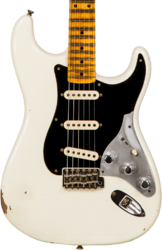Guitarra eléctrica con forma de str. Fender Custom Shop Poblano II Stratocaster #CZ555378 - Relic olympic white