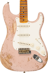 Guitarra eléctrica con forma de str. Fender Custom Shop Red Hot Stratocaster #CZ579150 - Super heavy relic dirty shell pink
