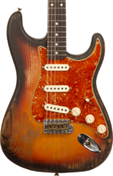 Guitarra eléctrica con forma de str. Fender Custom Shop Stratocaster Sandblasted Masterbuilt Paul Waller #R117542 - Heavy relic 3-color sunburst