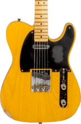 Guitarra eléctrica con forma de tel Fender Custom Shop 1952 Telecaster #R135225 - Relic aged buttercotch blonde