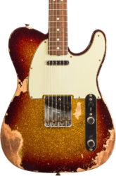 Guitarra eléctrica con forma de tel Fender Custom Shop 1963 Telecaster #R141275 - Heavy Relic Sparkle 3-Color Sunburst