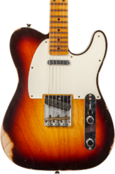 Guitarra eléctrica con forma de tel Fender Custom Shop 1959 Telecaster Custom #CZ573750 - Relic chocolate 3-color sunburst