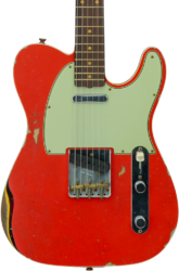 Guitarra eléctrica con forma de tel Fender Custom Shop 1960 Telecaster Custom #CZ579562 - Heavy Relic Tahitian Coral o. 3-Color Sunburst