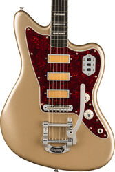 Guitarra electrica retro rock Fender Gold Foil Jazzmaster Ltd (MEX, EB) - Shoreline gold