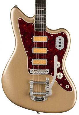 Guitarra eléctrica de cuerpo sólido Fender Gold Foil Jazzmaster Ltd (MEX, EB) - Shoreline gold