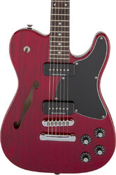 Guitarra eléctrica con forma de tel Fender Jim Adkins JA-90 Telecaster Thinline (MEX, LAU) - Crimson red transparent