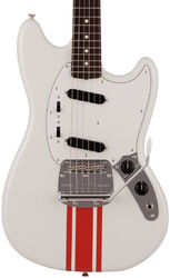 Guitarra electrica retro rock Fender Made in Japan Traditional 60s Mustang - Olympic white w/ red competition stripe
