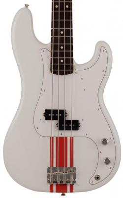 Bajo eléctrico de cuerpo sólido Fender Made in Japan Traditional 60s Precision Bass - Olympic white w/ red competition stripe