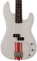 Bajo eléctrico de cuerpo sólido Fender Made in Japan Traditional 60s Precision Bass - Olympic white w/ red competition stripe