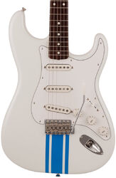 Guitarra eléctrica con forma de str. Fender Made in Japan Traditional 60s Stratocaster - Olympic white w/ blue competition stripe