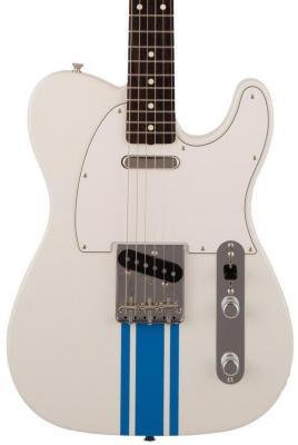 Guitarra eléctrica de cuerpo sólido Fender Made in Japan Traditional 60s Telecaster - Olympic white w/ blue competition stripe