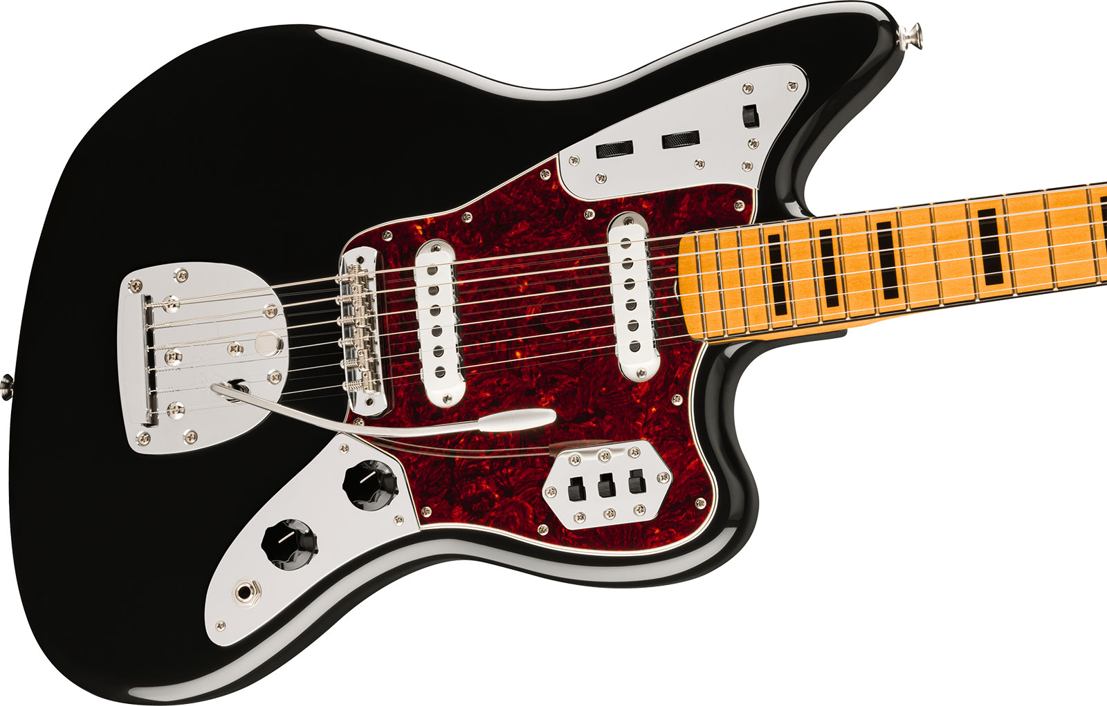 Fender Jaguar 70s Vintera 2 Mex 2s Trem Mn - Black - Guitarra electrica retro rock - Variation 2